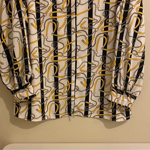 Women’s Love 83 Blouse Size 3XL Button Up Long Sleeve Chain Overall Pattern - Picture 4 of 10